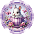 Shop For Purple Plaid Check Easter Spring Bunny Teacup Sign