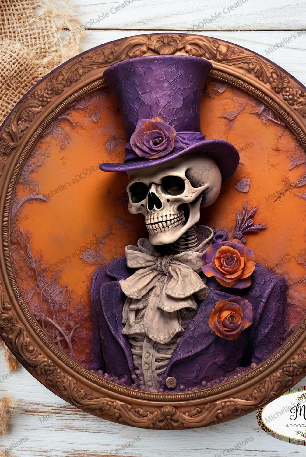 Purple Suit Skeleton Groom Portrait Sign