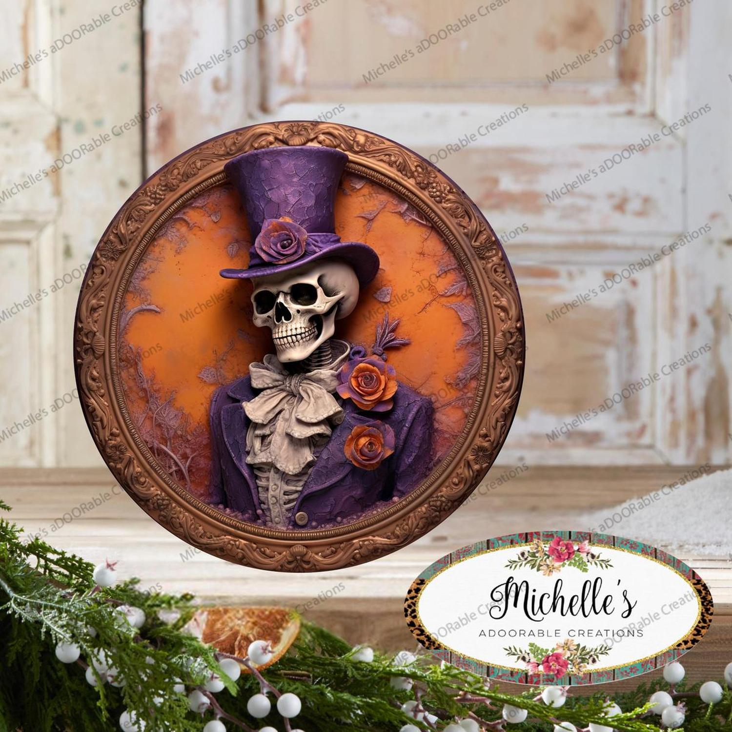 Shop For Purple Suit Skeleton Groom Portrait Sign
