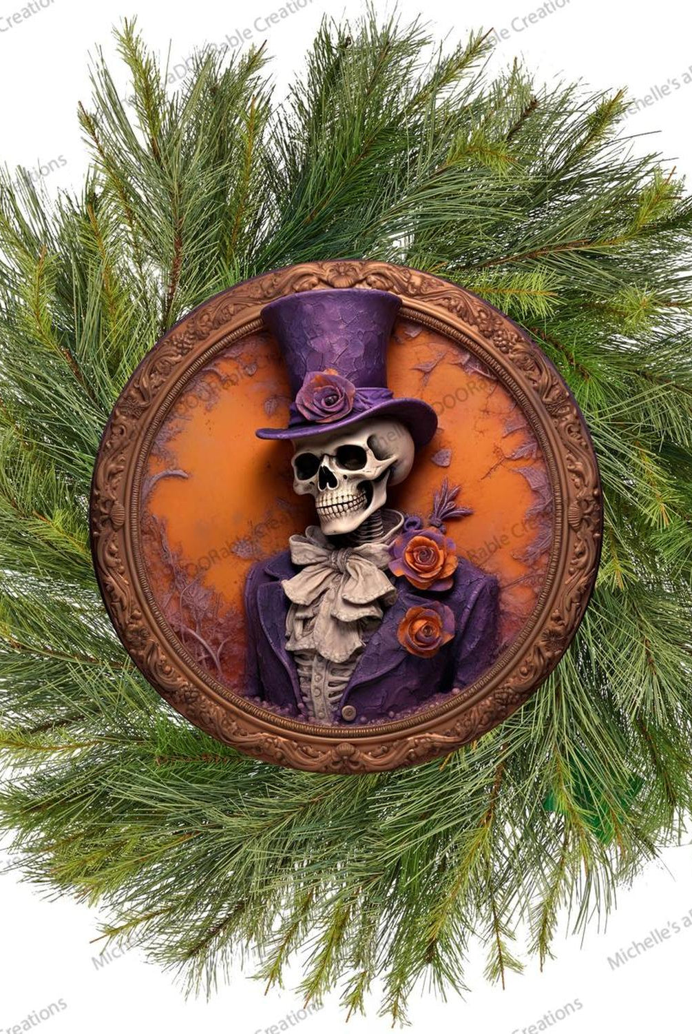 Purple Suit Skeleton Groom Portrait Sign