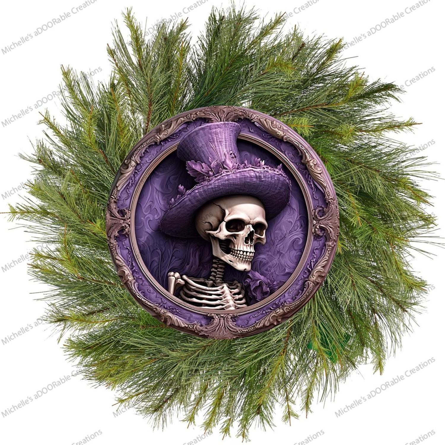 Shop For Purple Top Hat Skeleton Portrait Sign