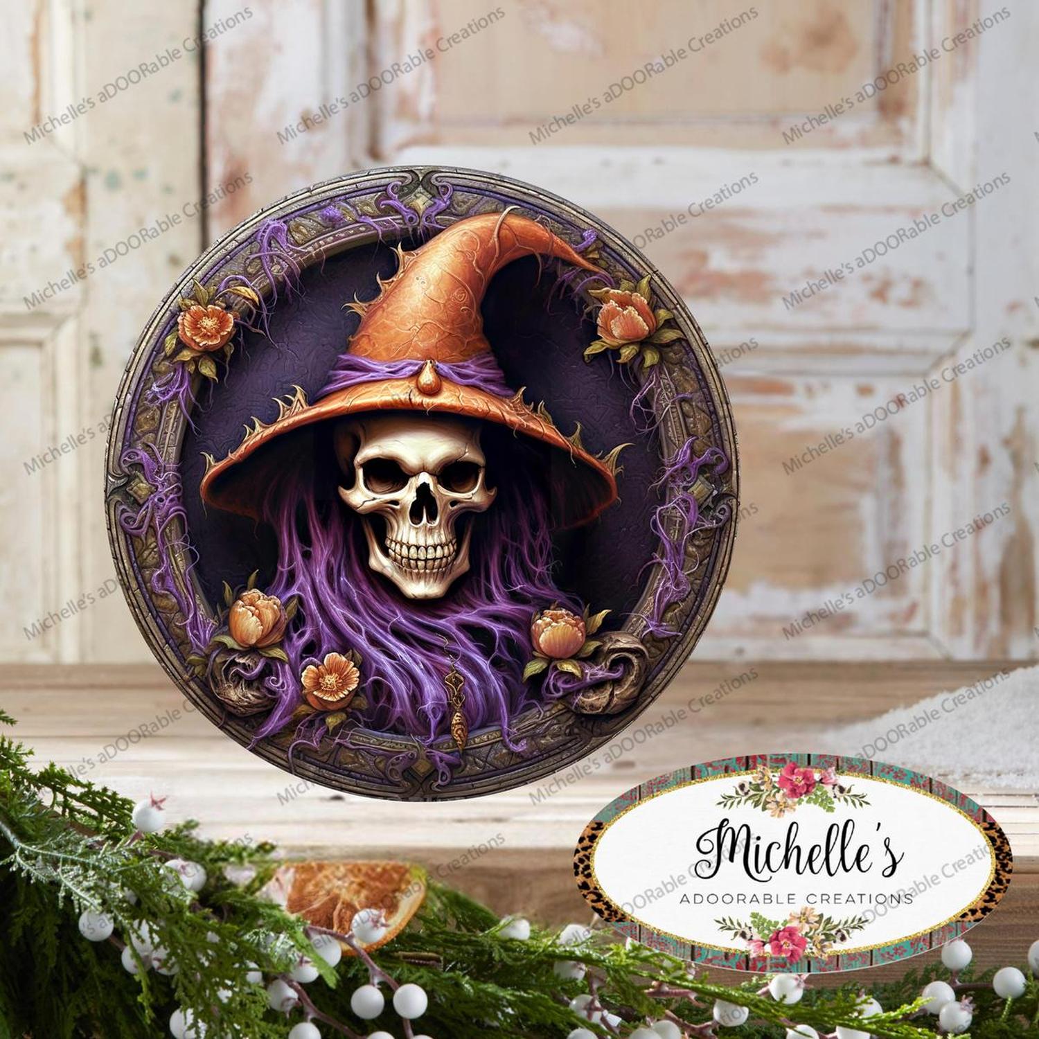 Shop For Purple Witch Portrait Skeleton Sign