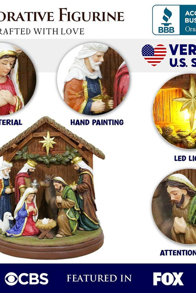 Shop For Radiant Nativity Scene Handcrafted Statue Figurine, 7" Birth of Jesus Christian Home Decoration