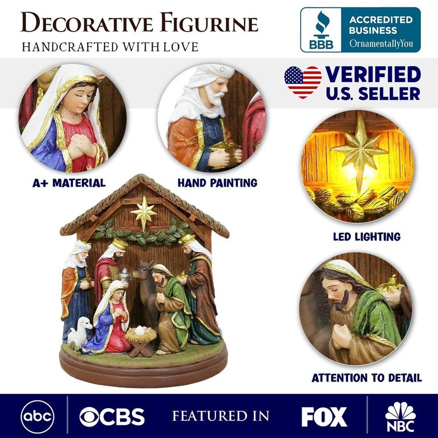Shop For Radiant Nativity Scene Handcrafted Statue Figurine, 7" Birth of Jesus Christian Home Decoration