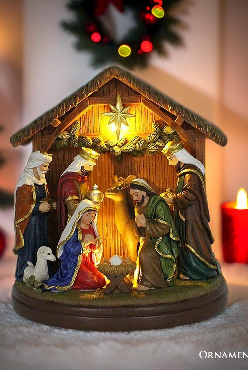 Shop For Radiant Nativity Scene Handcrafted Statue Figurine, 7" Birth of Jesus Christian Home Decoration