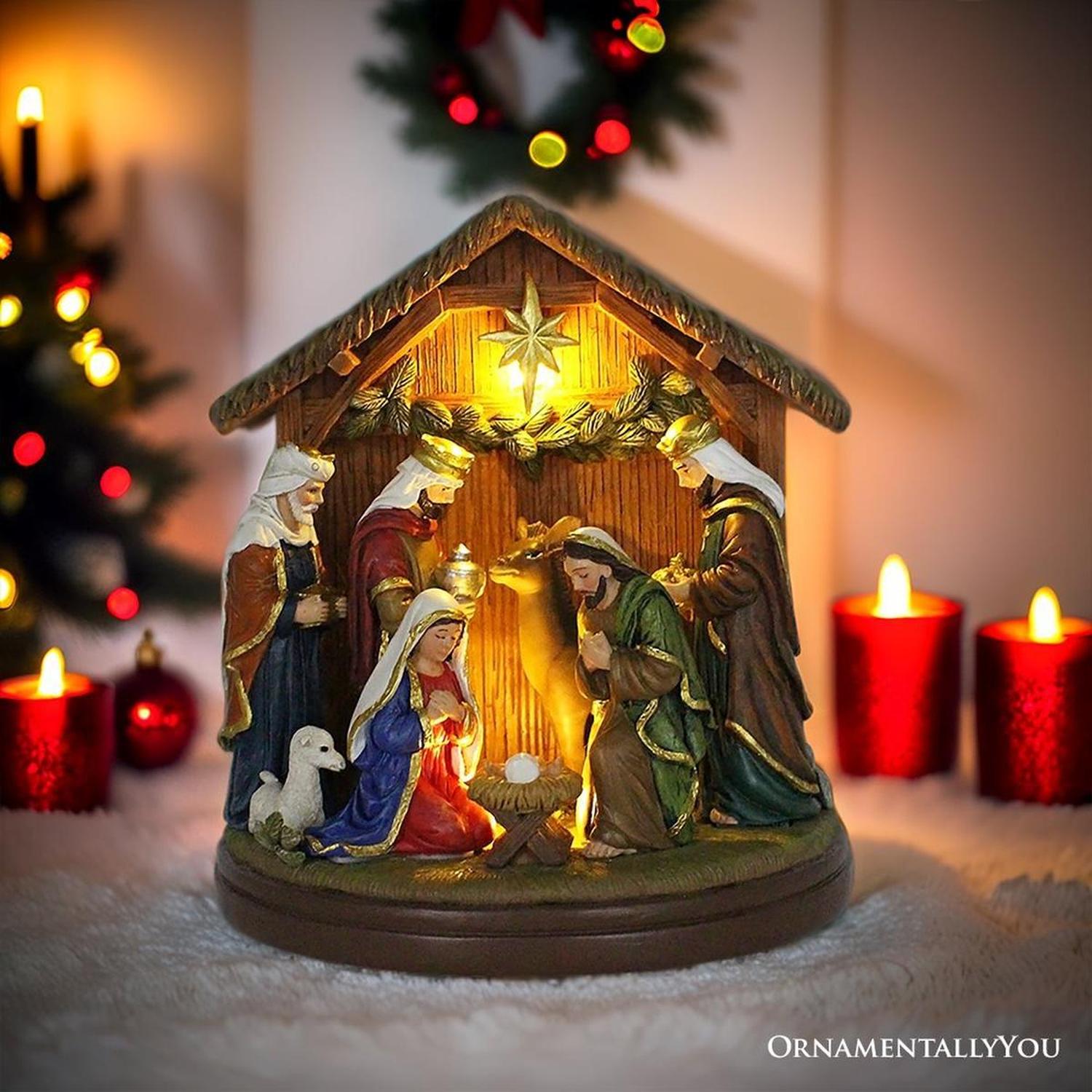 Shop For Radiant Nativity Scene Handcrafted Statue Figurine, 7" Birth of Jesus Christian Home Decoration