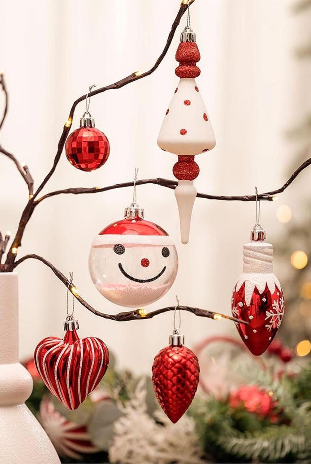 Christmas Paradise Ornament Bundle Mega Set, 155 Red and White Baubles with Many Themes