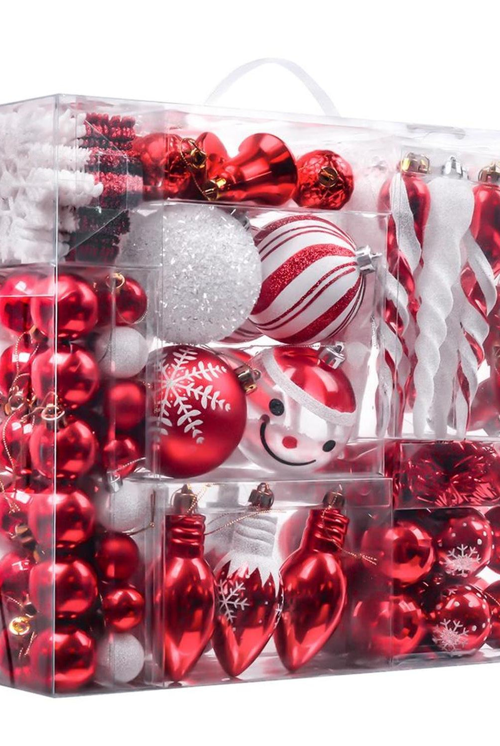 Christmas Paradise Ornament Bundle Mega Set, 155 Red and White Baubles with Many Themes