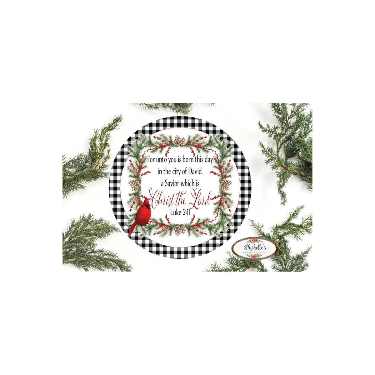 Shop For Red Cardinal Christ The Lord Round Sign - Wreath Enhancement