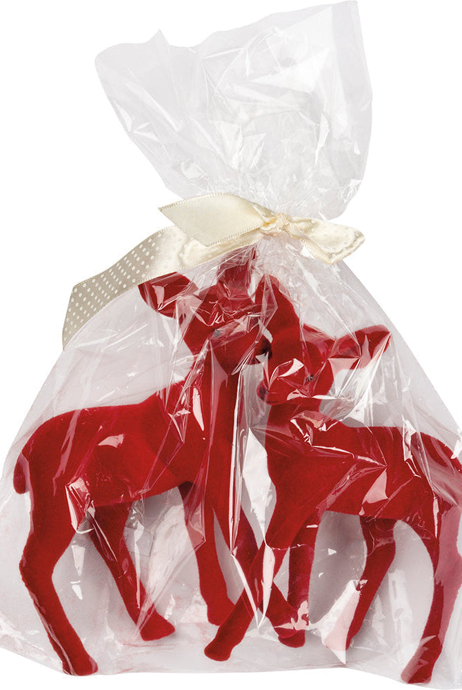 Shop For Red Flocked Deer Sitter, Set of 2