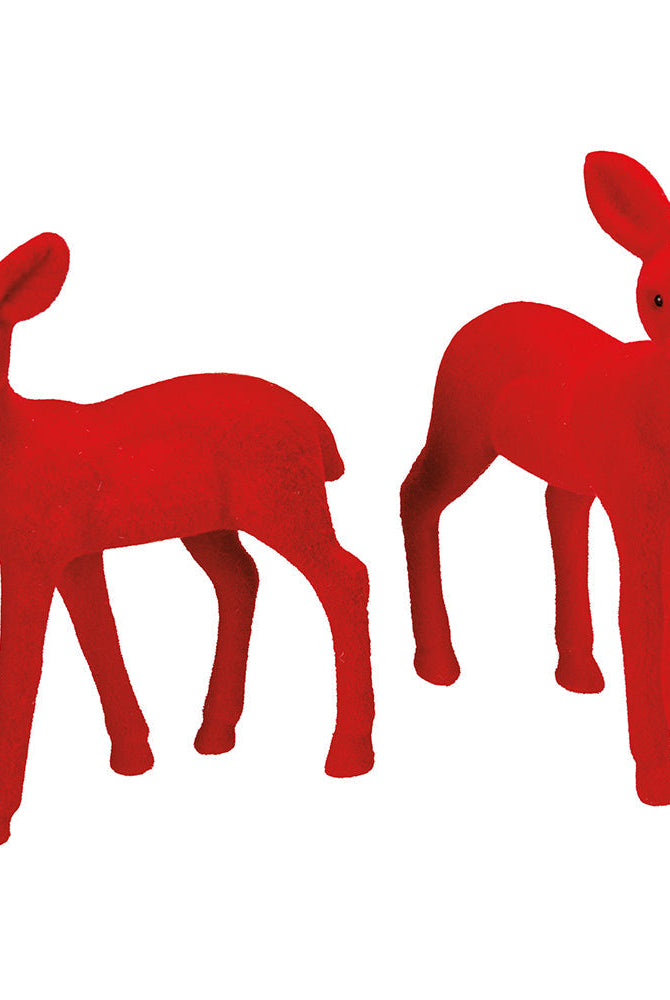 Shop For Red Flocked Deer Sitter, Set of 2