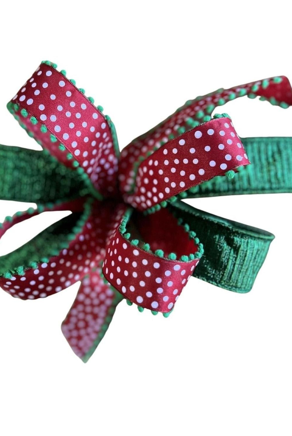 Red Green Polka Dot Bow