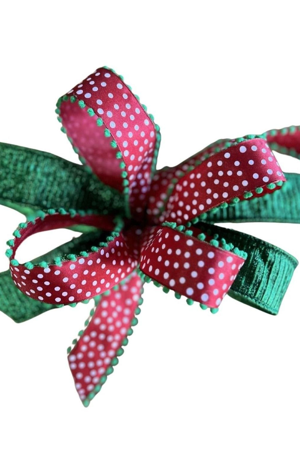 Red Green Polka Dot Bow