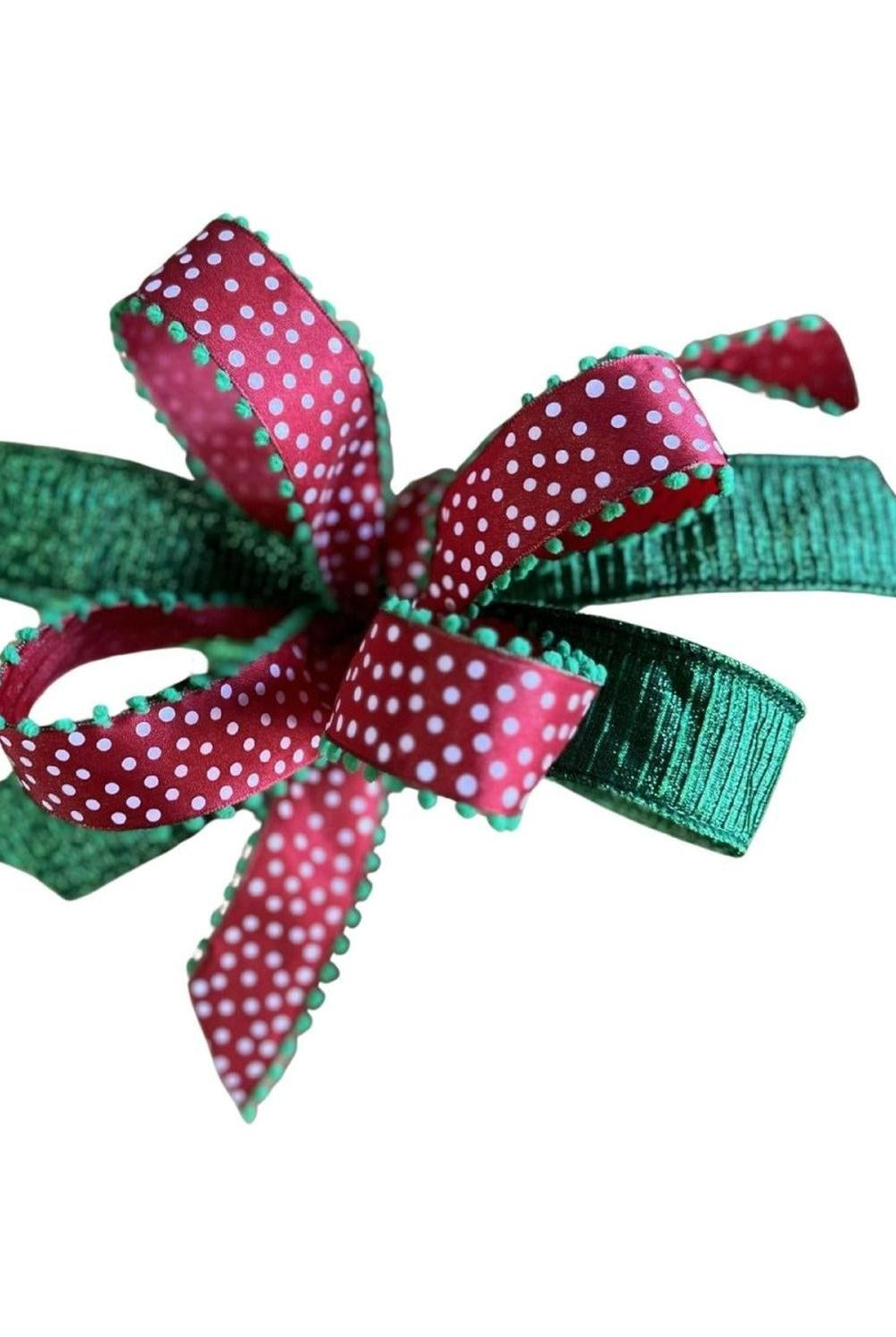 Red Green Polka Dot Bow
