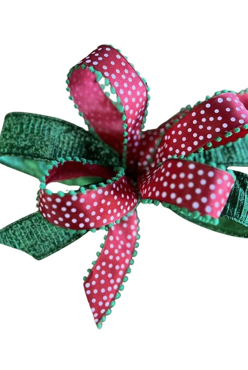 Red Green Polka Dot Bow