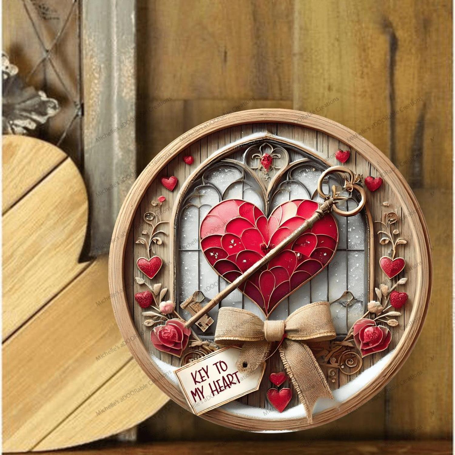Shop For Red Key To My Heart Valentine Round Sign