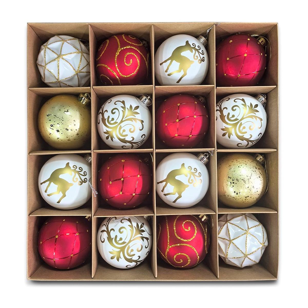 Shop For Red White and Gold Ornament Bundle (Set of 16)