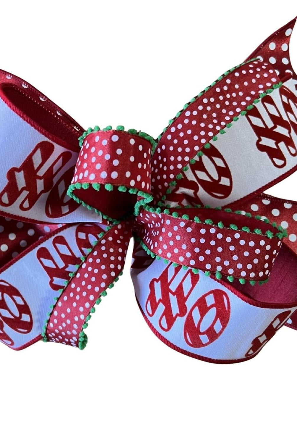 Red White Ho Ho Ho Polka Dot Bow
