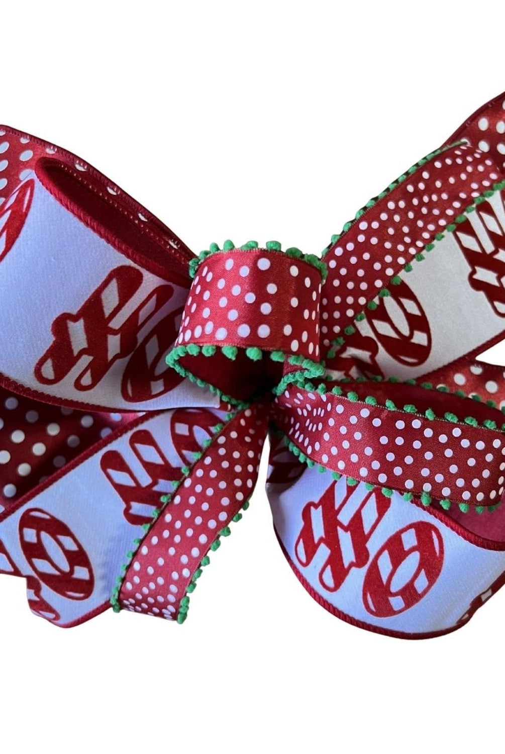 Red White Ho Ho Ho Polka Dot Bow