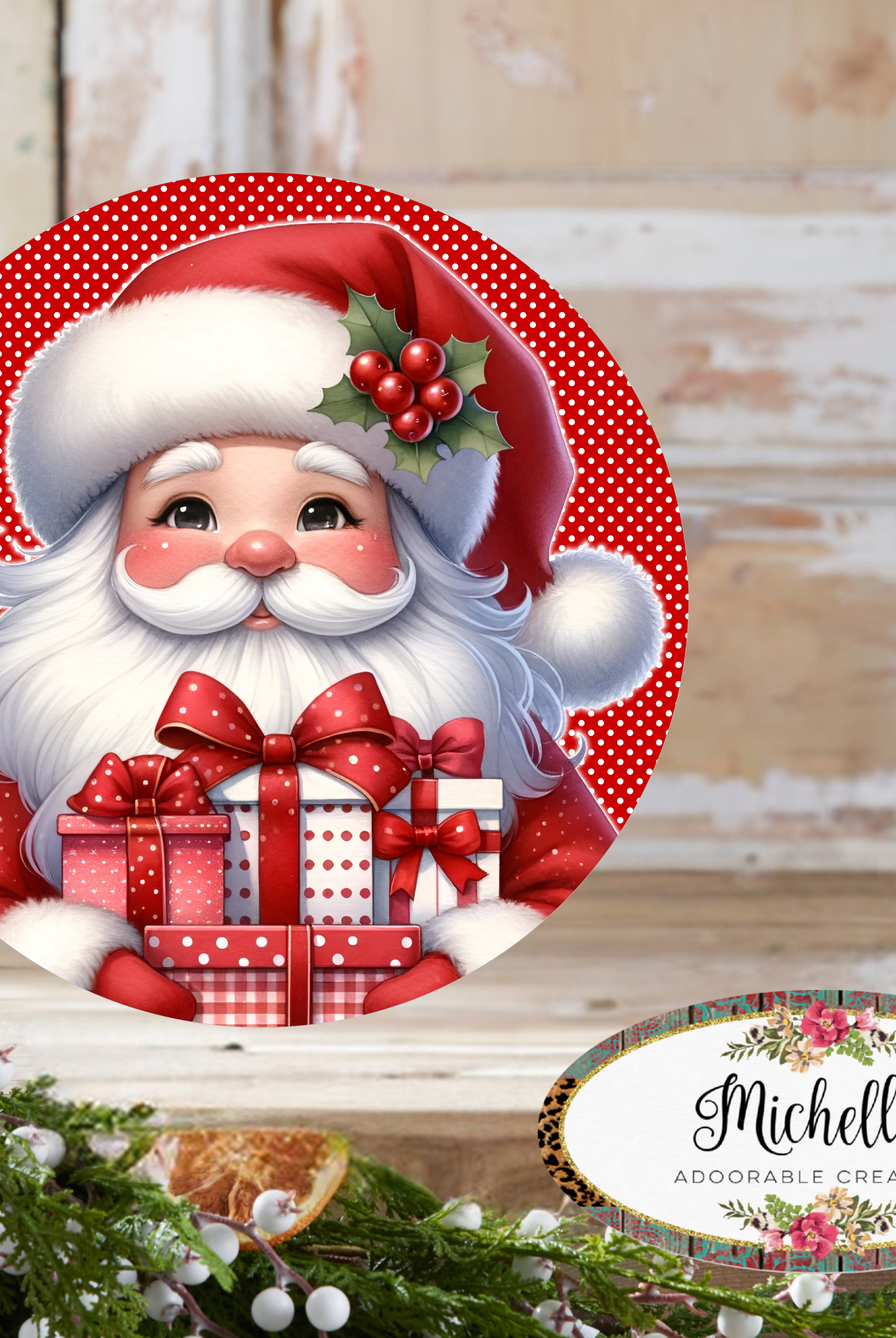 Shop For Red White Peppermint Santa Claus Sign