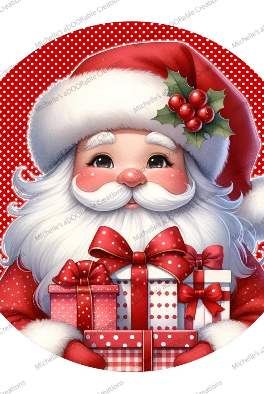 Red White Peppermint Santa Claus Sign