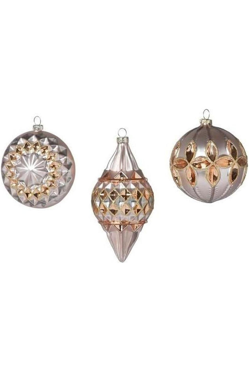 Shop For Reflector Pattern Champagne and Gold Glass Ornaments