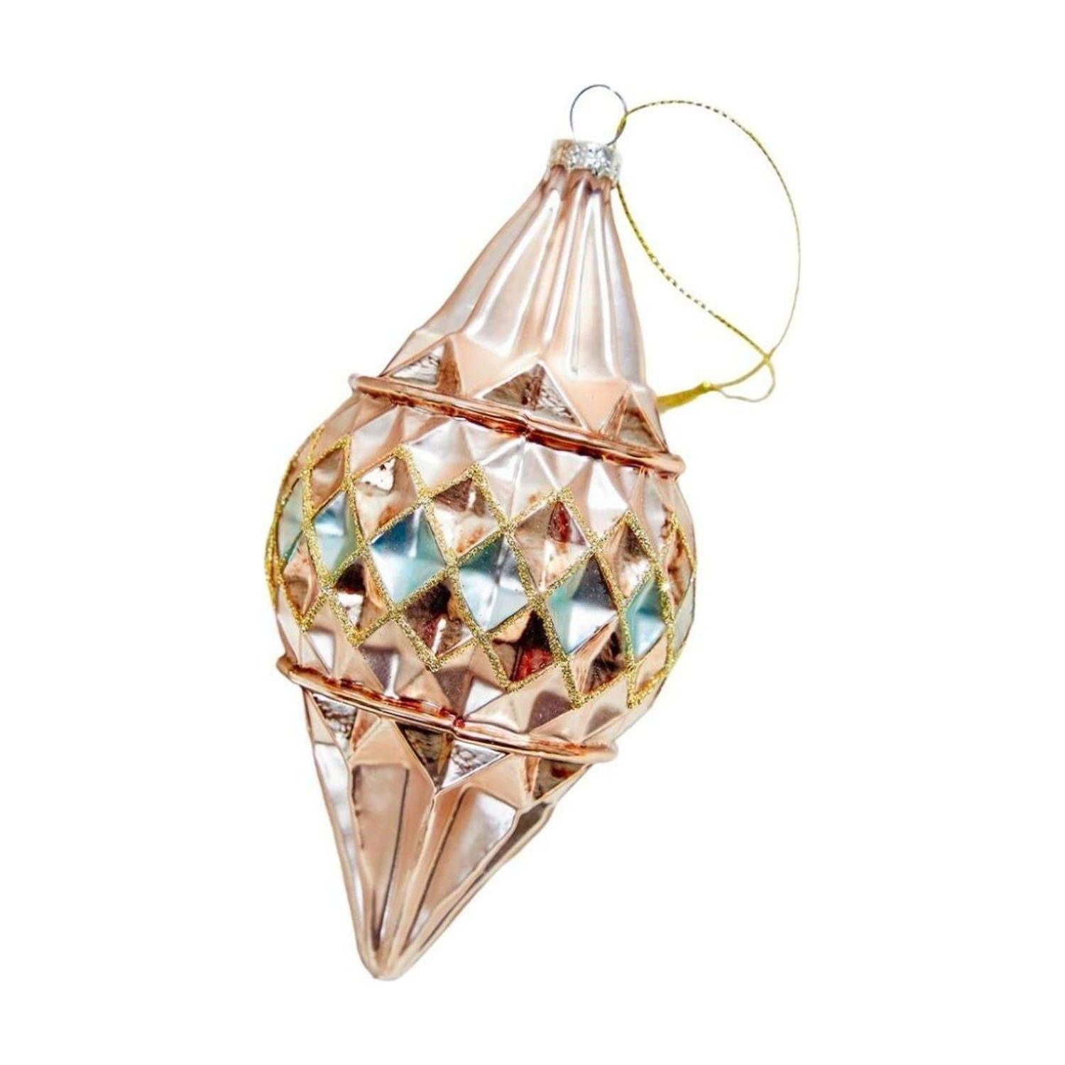 Shop For Reflector Pattern Champagne and Gold Glass Ornaments