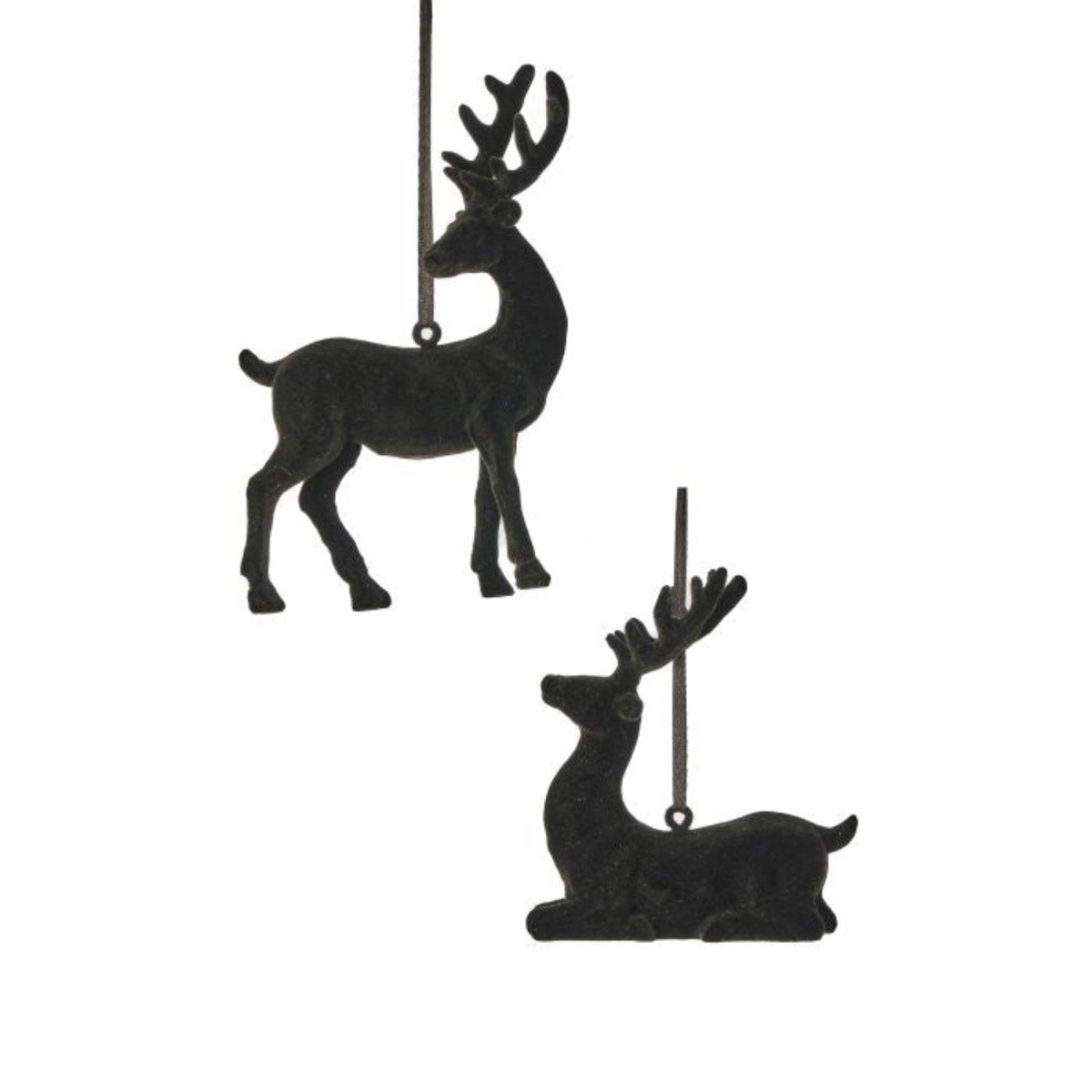 Shop For Resin Flocked Deer Ornament (Set of 2)