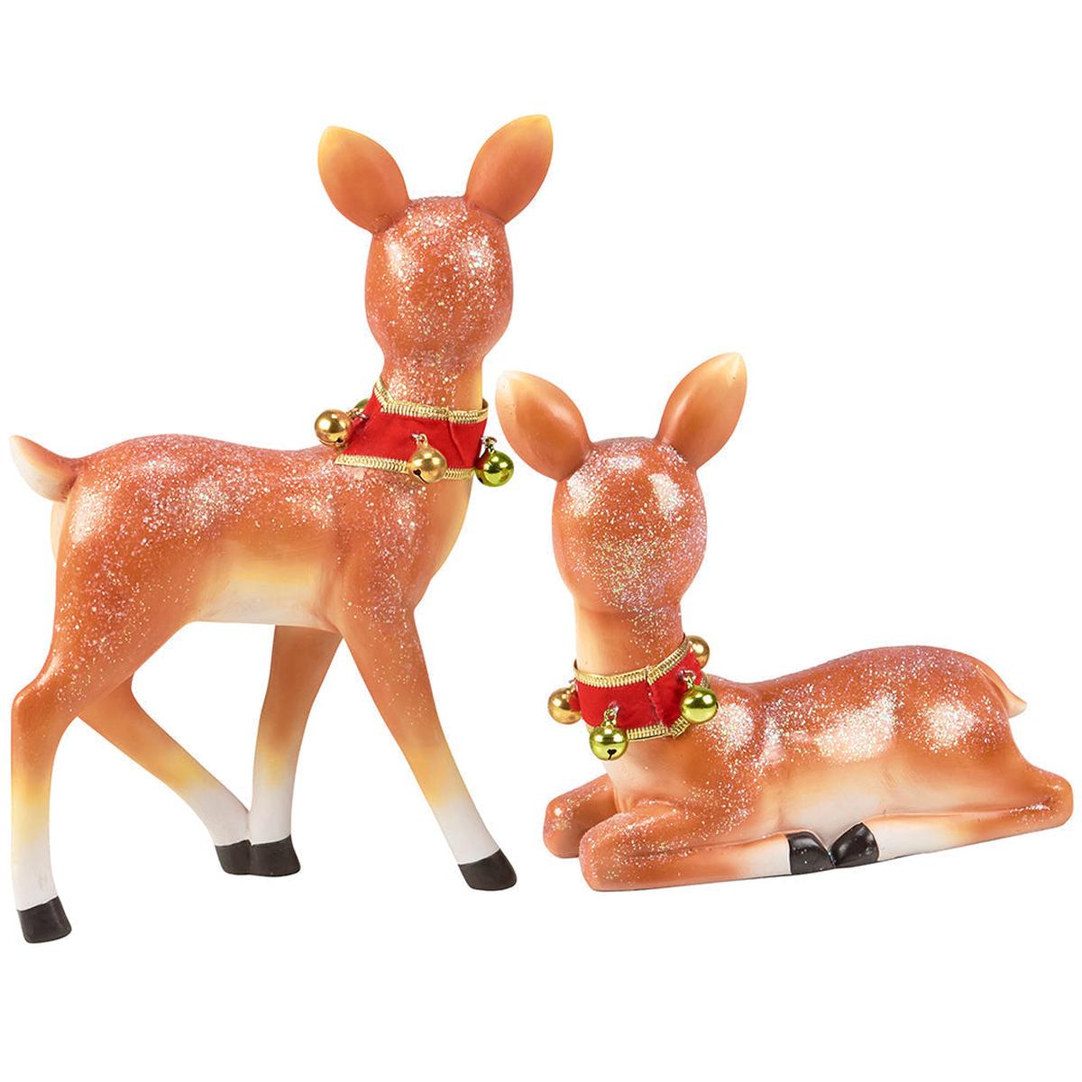 Shop For Retro Christmas Deer Figurine, Set of 2