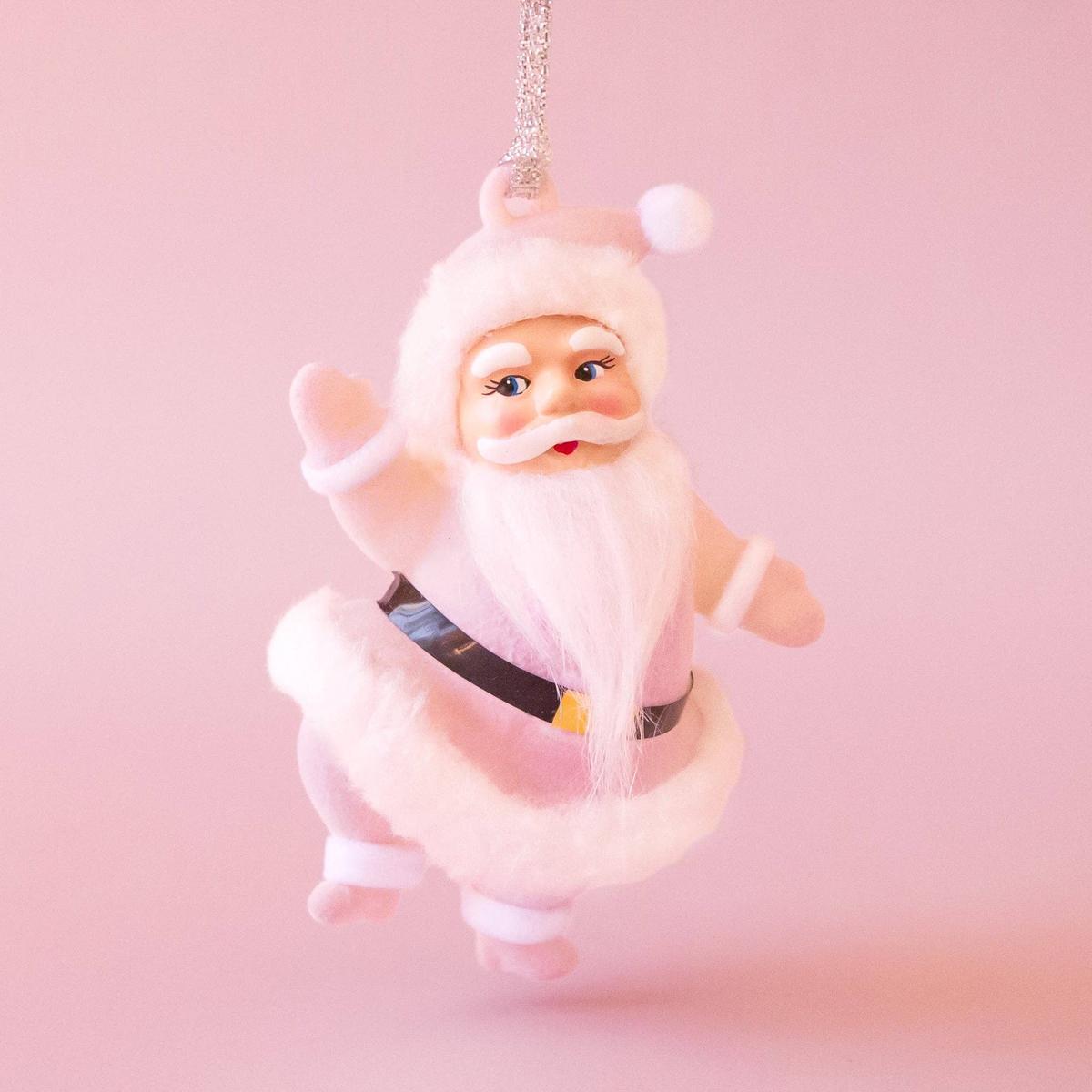 Shop For Retro Dancing Santa Ornament : Light Pink
