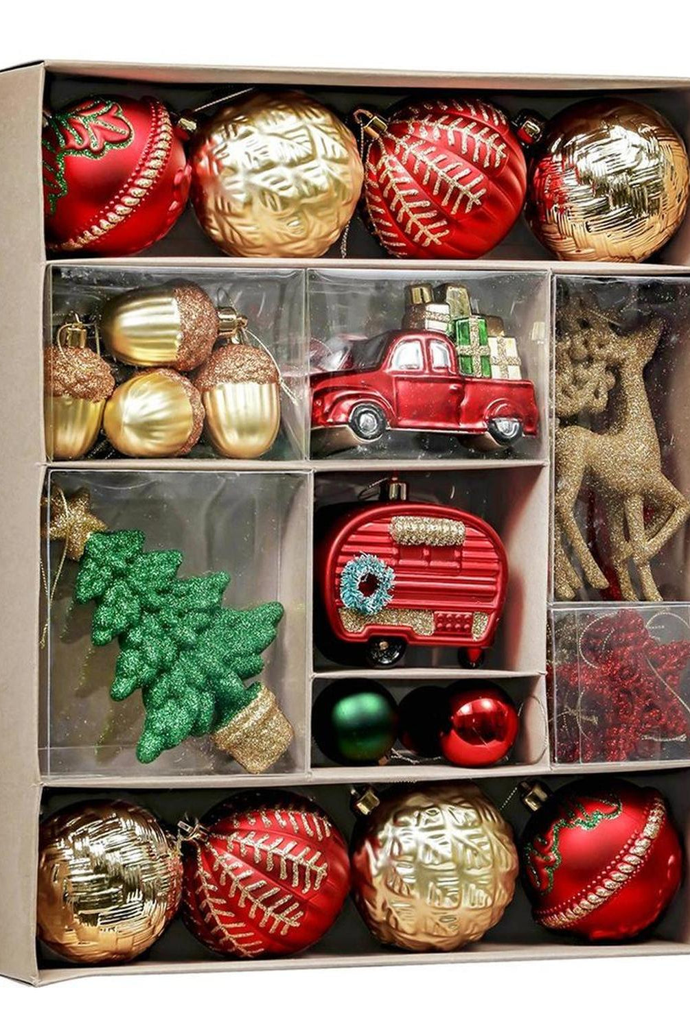 Rustic Christmas Ornament Bauble, 60 Piece Set