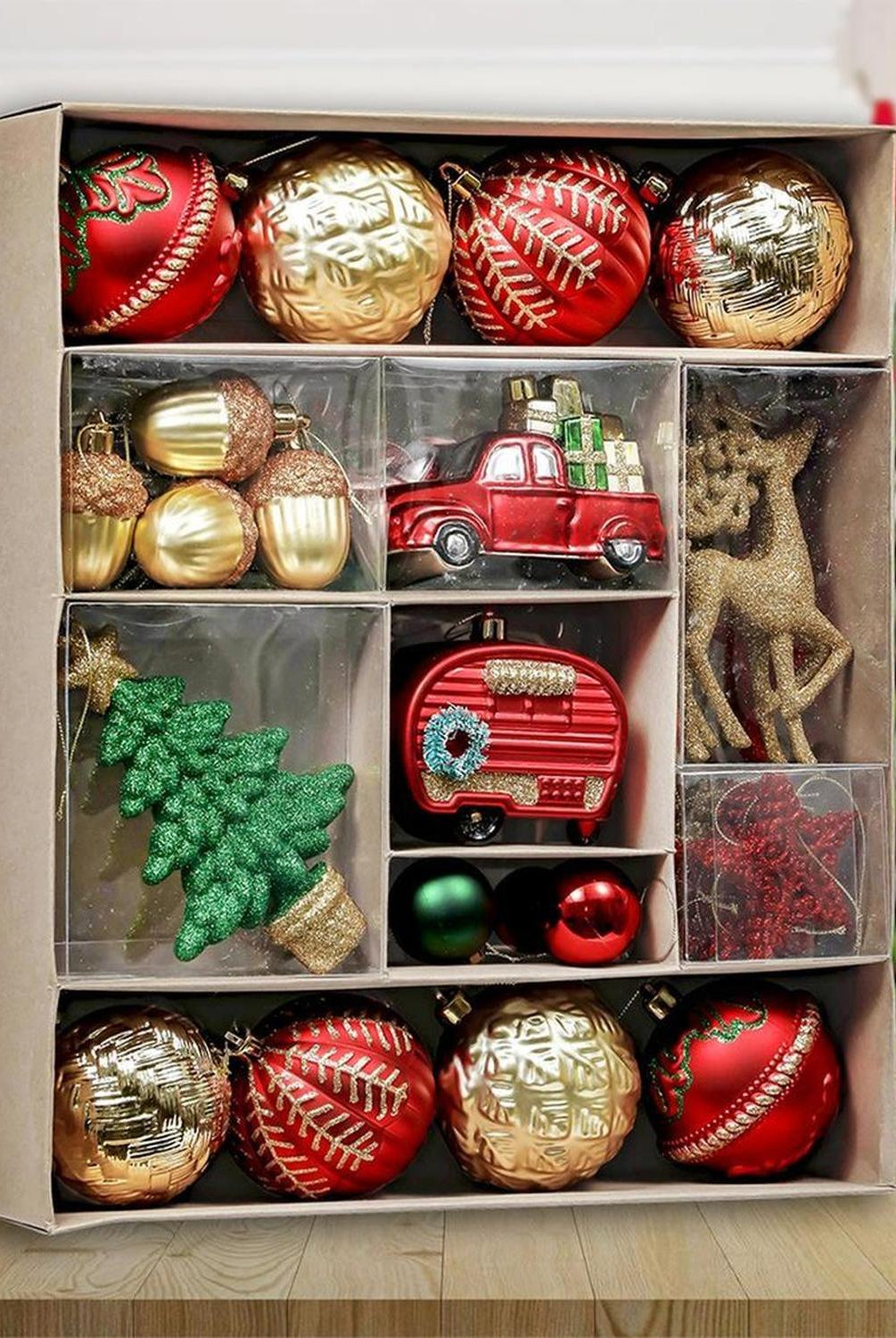 Rustic Christmas Ornament Bauble, 60 Piece Set