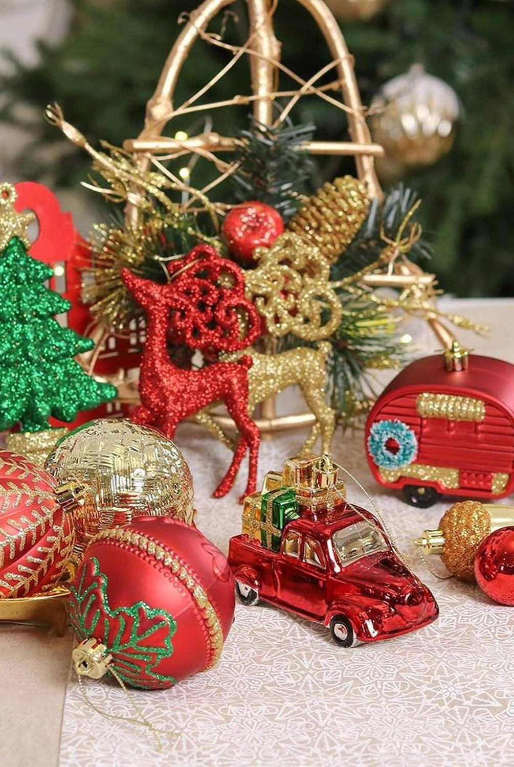 Rustic Christmas Ornament Bauble, 60 Piece Set
