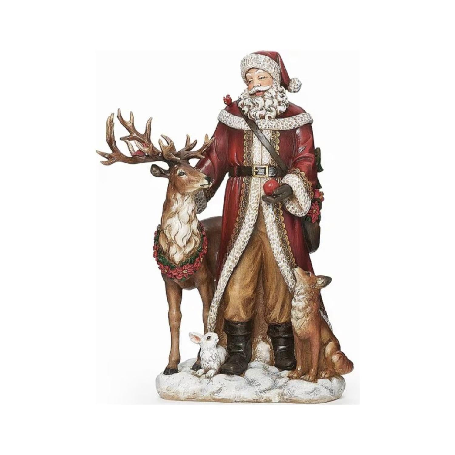 Santa and Animals on Snowy Base Figurine
