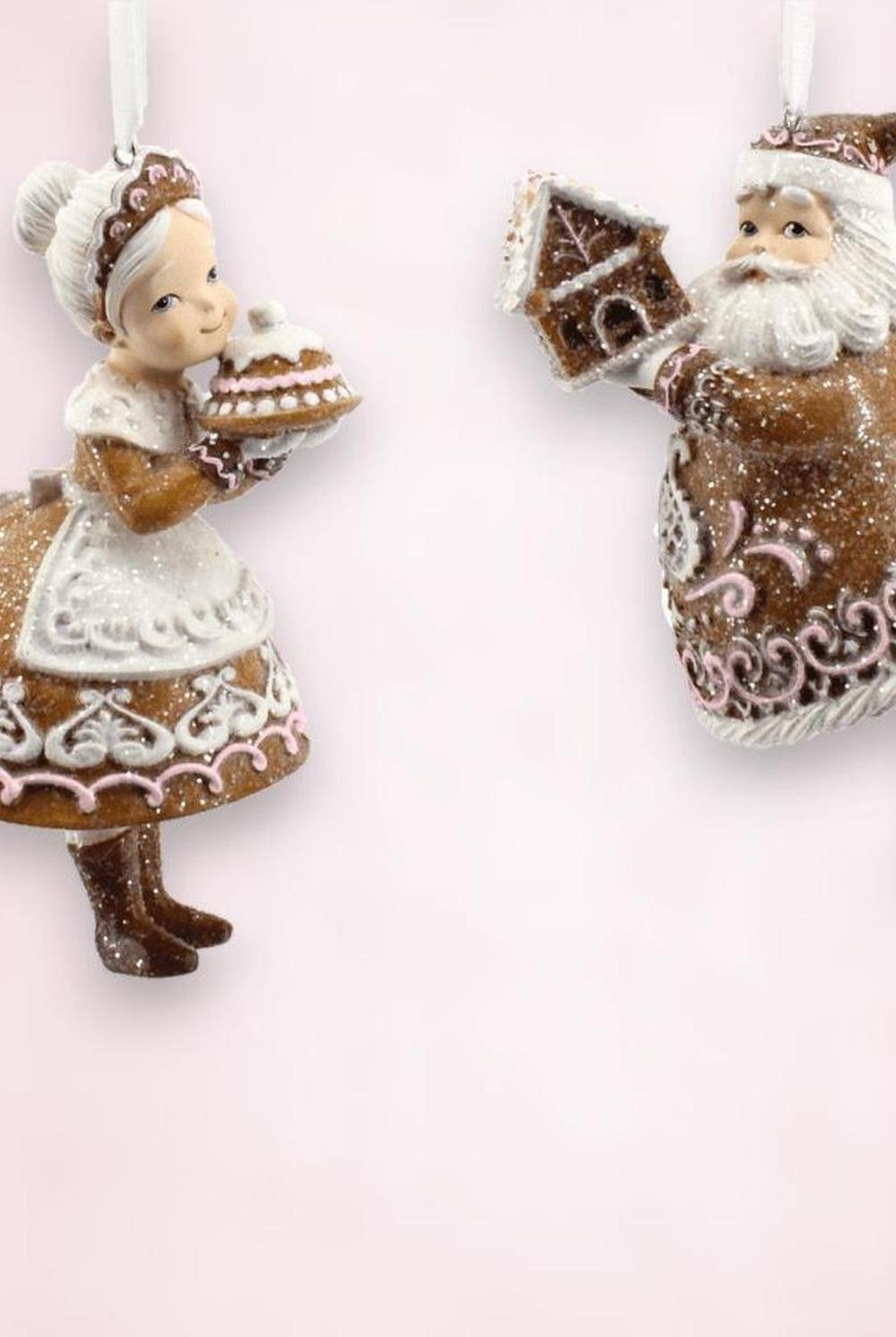 Santa and Mrs. Claus Gingerbread Ornaments