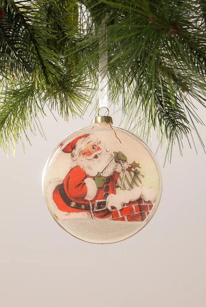 Shop For Santa Glass Disk Ornament