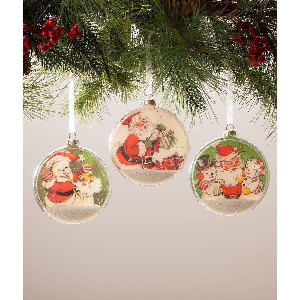 Shop For Santa with Snowmen Disk Ornament