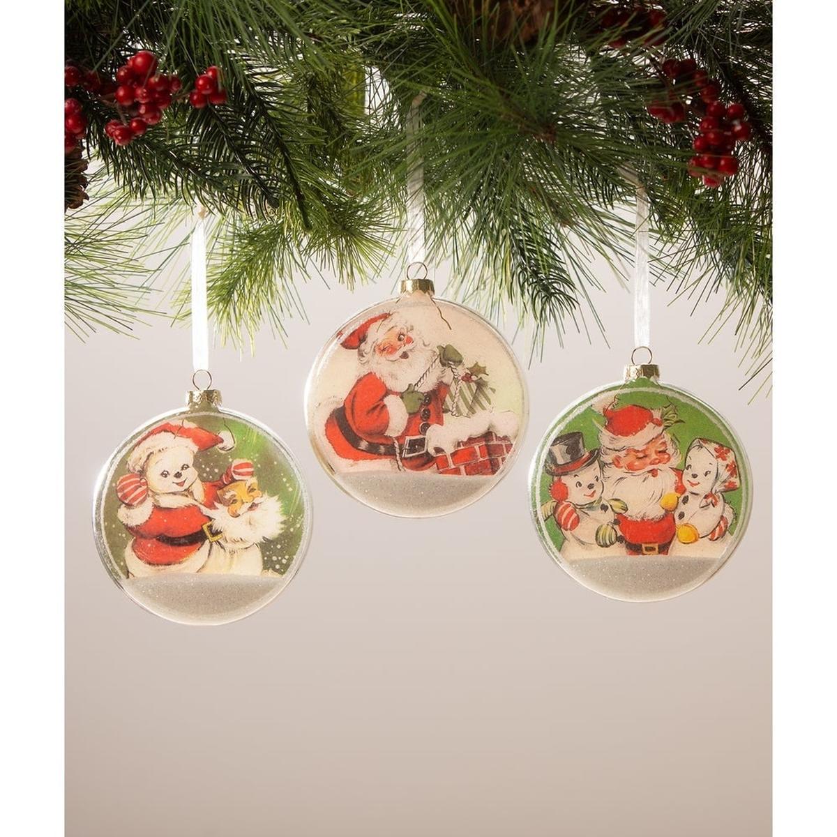Shop For Santa with Snowmen Disk Ornament