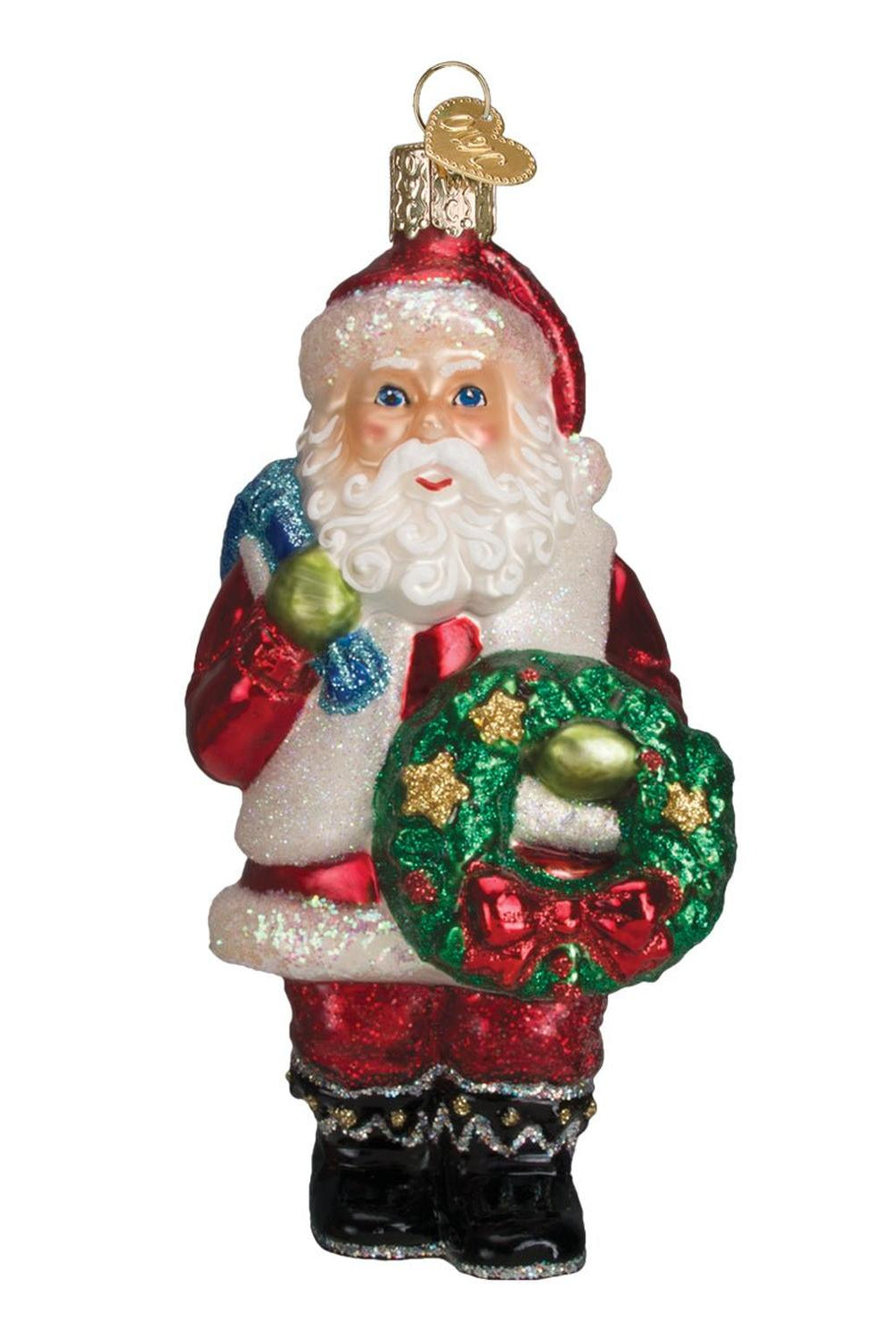 Santa With Wreath Ornament
