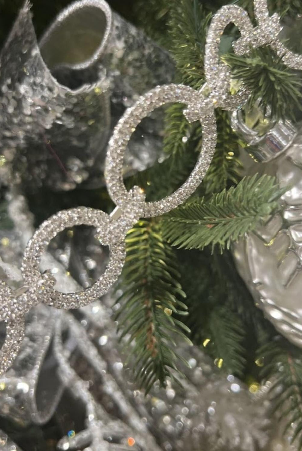 Silver Crystal Circle Christmas Garland, 36"