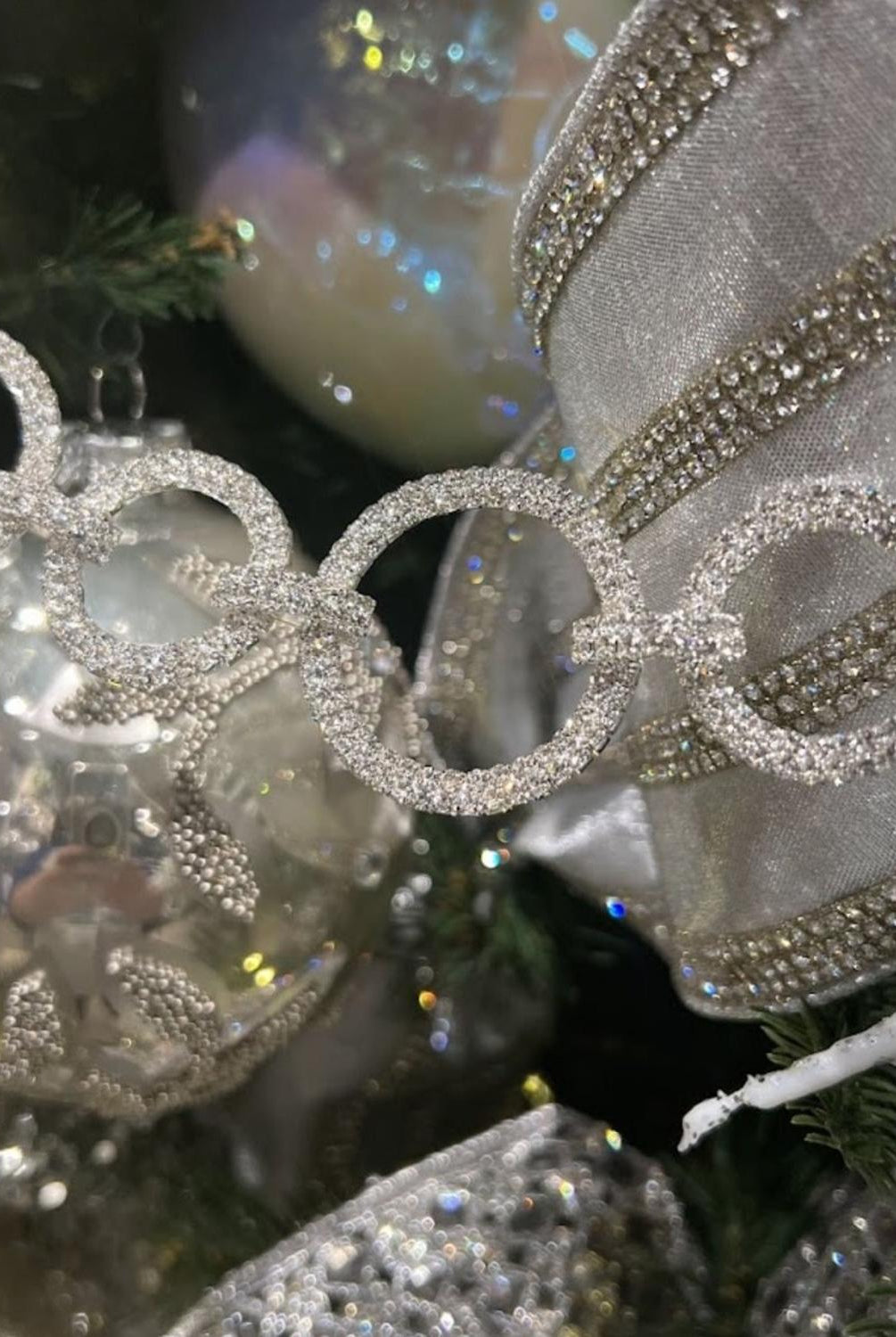 Silver Crystal Circle Christmas Garland, 36"