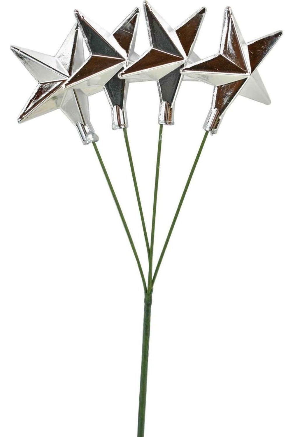 Silver Star Pick Ornaments, Set of 24
