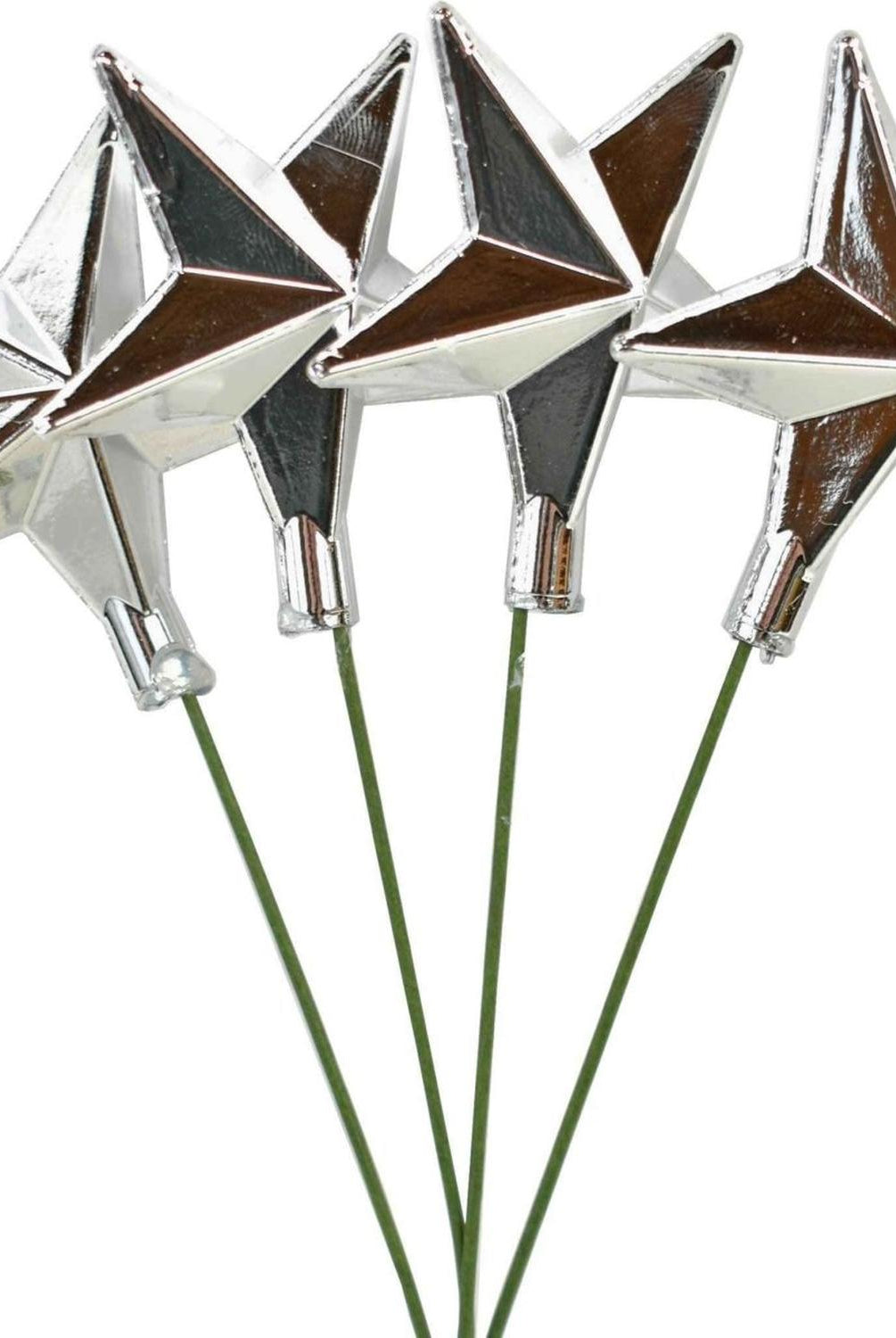 Silver Star Pick Ornaments, Set of 24