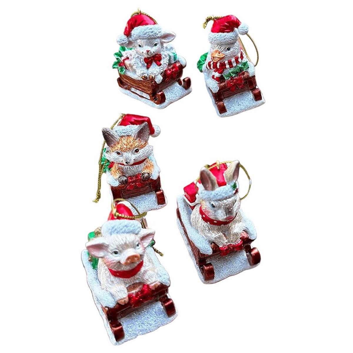 Shop For Sleigh - Borne Animal Ornaments, Set of 5