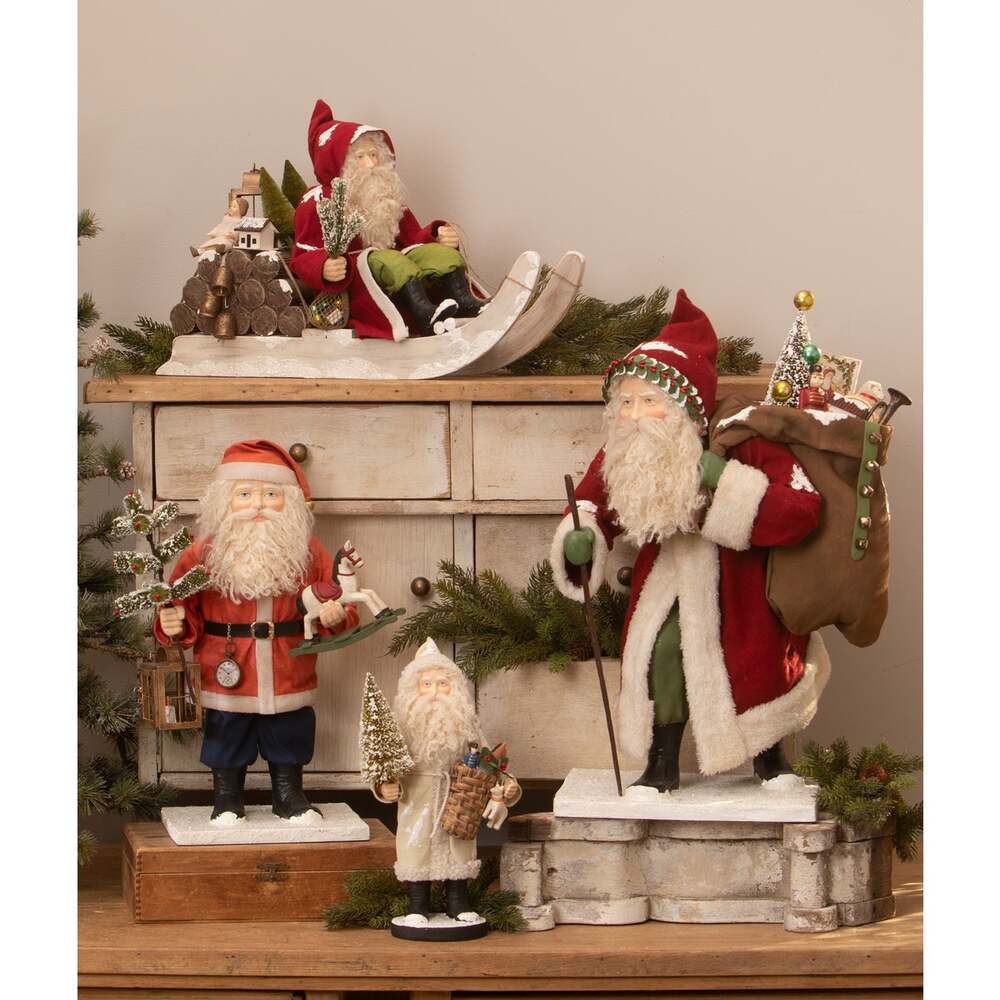 Small Santa with Toy Basket Figurine