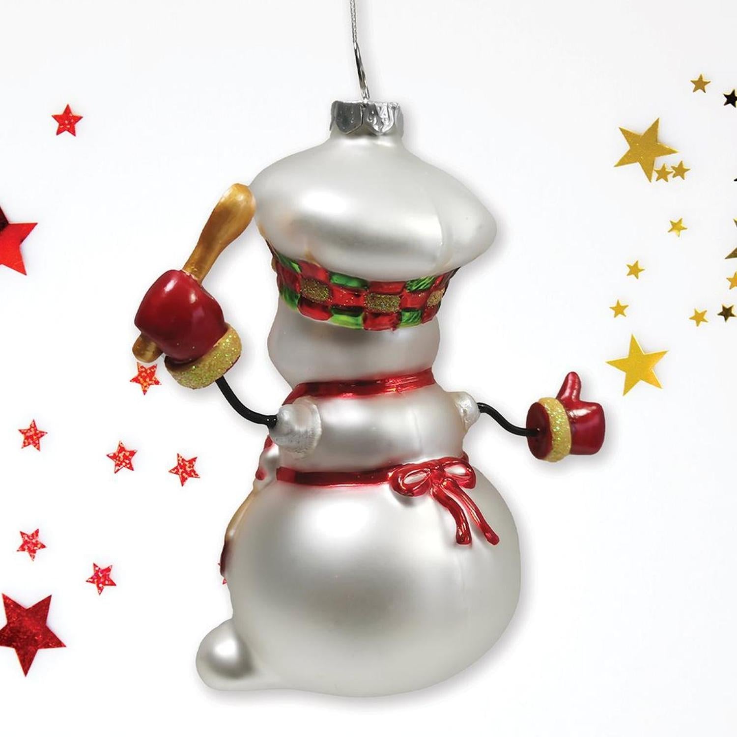 Shop For Snowman Chef Glass Christmas Ornament