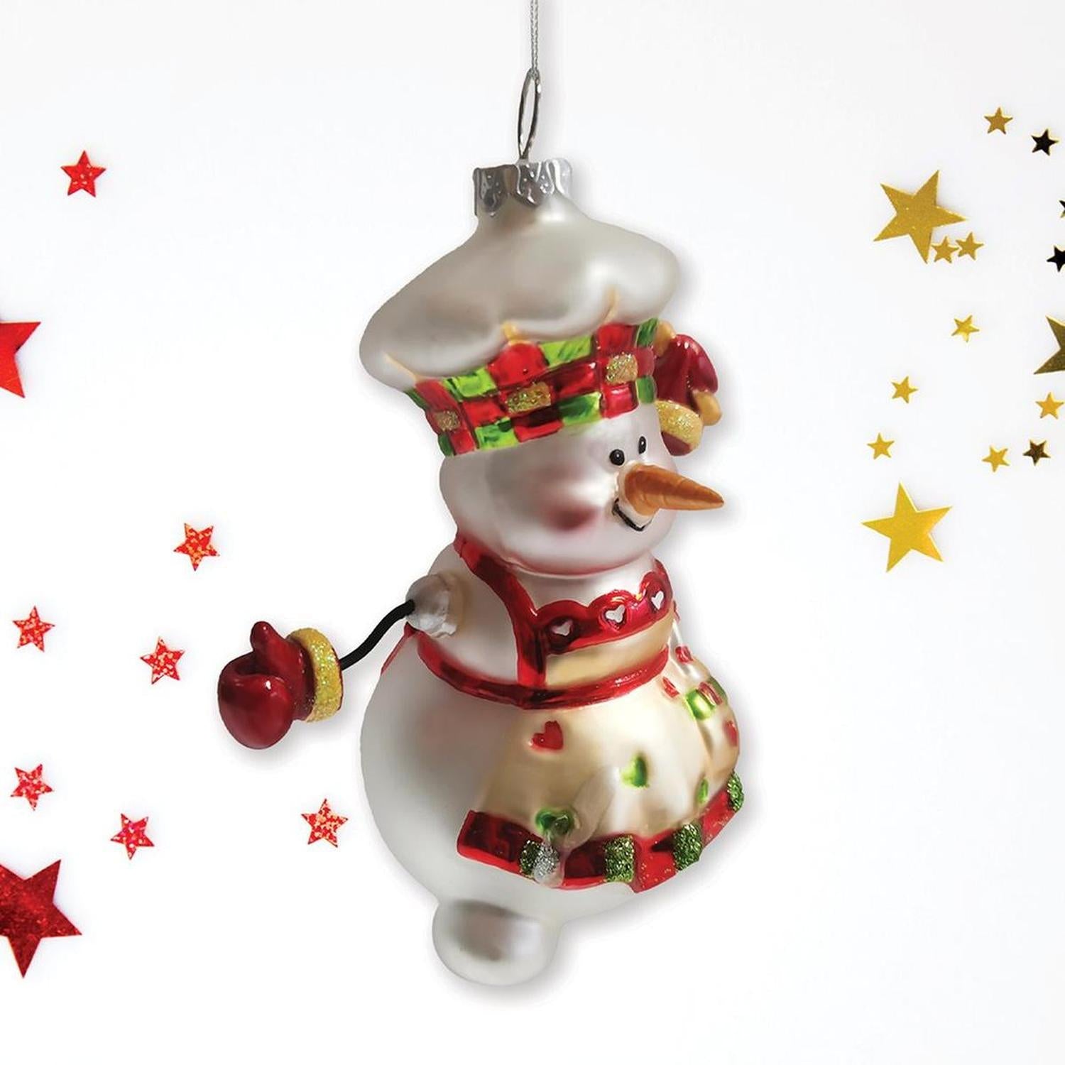 Shop For Snowman Chef Glass Christmas Ornament