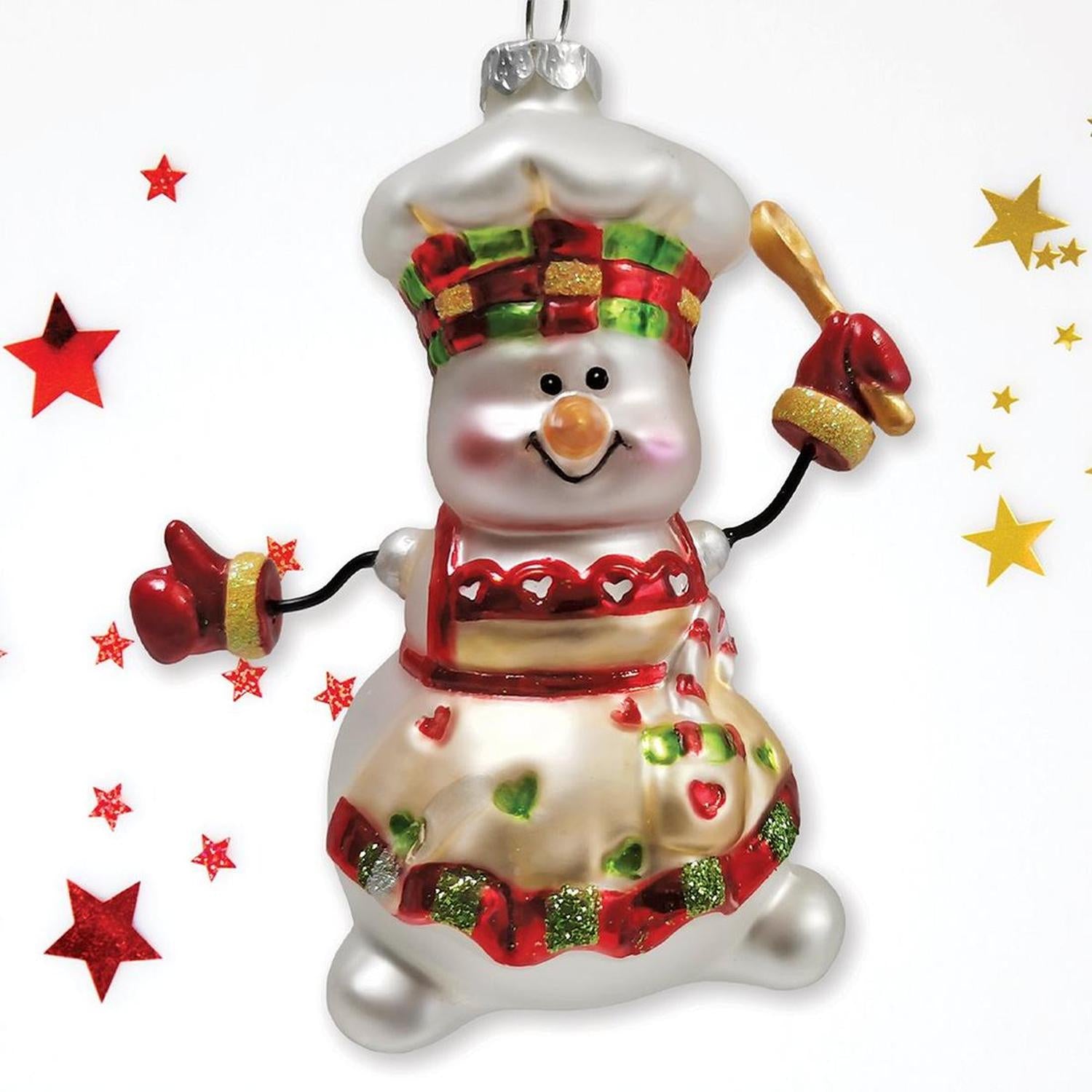 Shop For Snowman Chef Glass Christmas Ornament