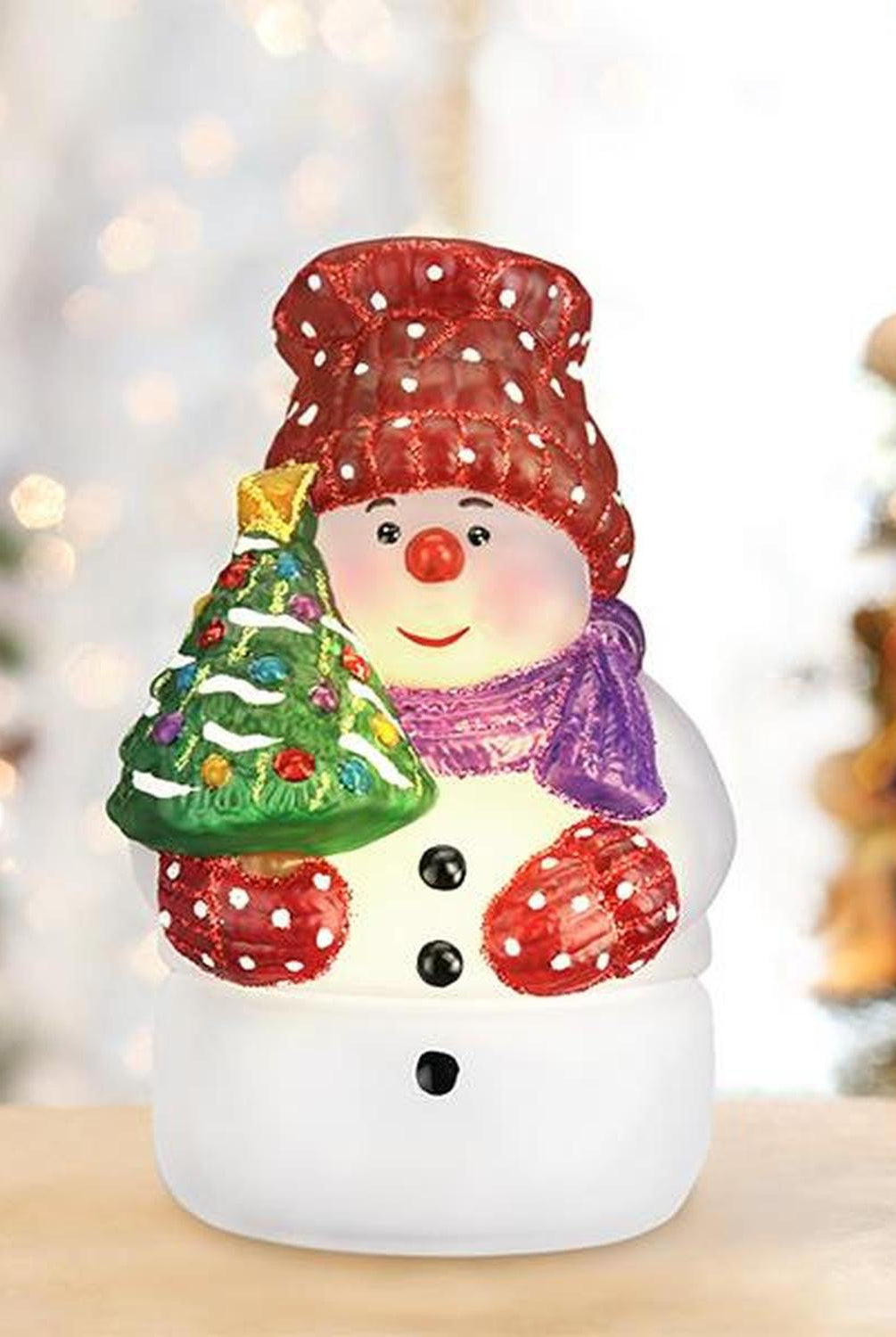 Snowman With Tree Candle Light