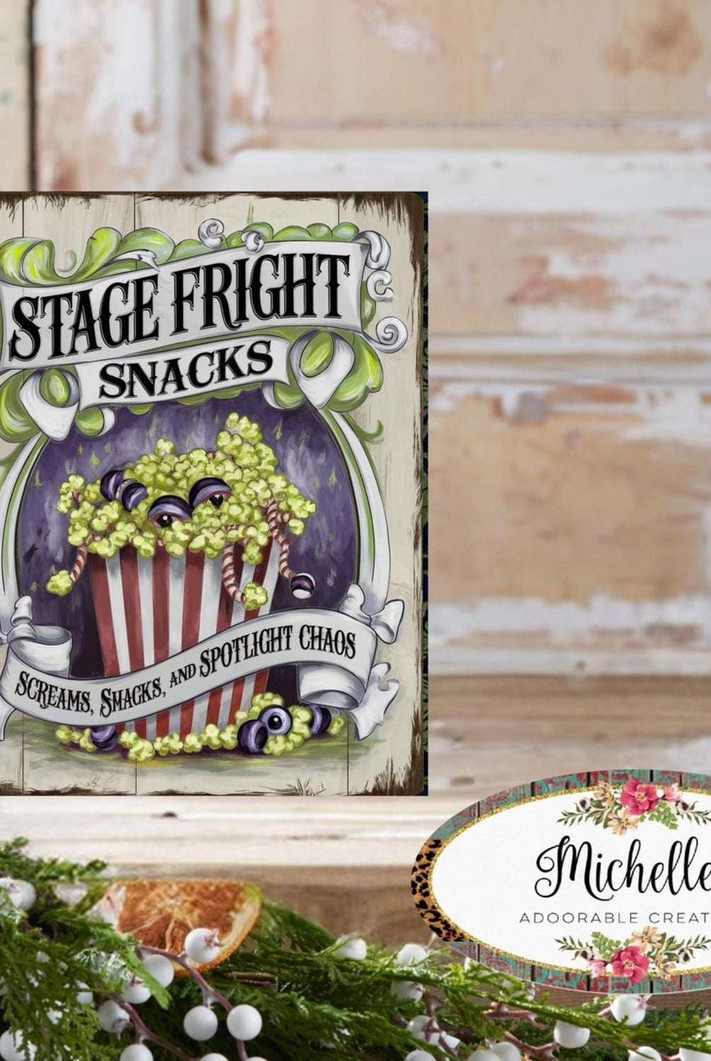 Stage Fright Snacks Halloween Sign